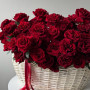 Композиция из 101 красной французской розы в корзине — вид 3